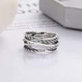 wholesale S925 Sterling Silver Multi-Layer Wrapped Ring Heavy Exaggerated High-End European and American Adjustable Index Finger Ring-0-4
