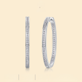 wholesale 925 Sterling Silver European & American Fashion Light Luxury Women's Earrings, High-End Elegant Large Hoop Earrings, Cross-Border Hot-Selling Moissanite Studs-0-0