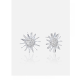 wholesale S925 Sterling Silver Sunflower Stud Earrings Women Korean Style Inlaid T-Square Diamonds Sweet Temperament Flower Earrings Cross-Border Supply Wholesale-0-0