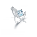 wholesale [925 Silver] Designer High-end Natural Gemstone Jewelry Set, Bird Design Ring, Earrings, and Pendant-0-4