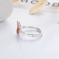 wholesale S925 Silver Fashionable Japanese and Korean Enamel Resin Butterfly Cocoon Pastoral Style Fresh and Versatile Open Ring-0-2