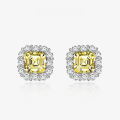 wholesale 925 Silver New 2ct Square High-Carbon Diamond Stud Earrings 7*7, Retro and Versatile Elegant Earrings for Women-0-0