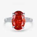 wholesale 925 Sterling Silver Full Setting, 4ct Padparadscha Red High Carbon Diamond Ring, 9*13-0-0