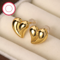wholesale S925 Sterling Silver 3D Polished Heart Stud Earrings, Fashionable, Simple, Sweet and Cute for Daily Wear-0-2