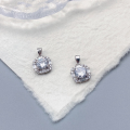 wholesale S925 Sterling Silver Maker's New Square Mixed Diamond CZ Pendant for Women, Elegant, Sophisticated, and Versatile Jewelry-0-2