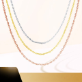 wholesale 18K gold (AU750) Chopard chain women's yellow gold rose gold plain chain with adjustable pull-out extension, minimalist and versatile for layering-0-0