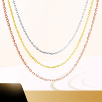 wholesale 18K gold (AU750) Chopard chain women's yellow gold rose gold plain chain with adjustable pull-out extension, minimalist and versatile for layering-18K yellow>1.2mm (approximately 2 grams, 45cm)