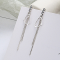 wholesale S925 Sterling Silver Korean-style Geometric Circle Long Chain Tassel Elegant Lady Versatile Earrings-0-0