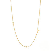 wholesale S925 Sterling Silver Zircon-studded Letter Women's Choker Necklace, Ins Minimalist 26-letter Design-Gold-Y 925 silver