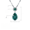 wholesale S925 Sterling Silver Custom Synthetic Green Crystal Ring Necklace Earrings Three-Piece Set with Gemstone Inlay Jewelry Collection-0-5