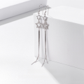 wholesale S925 Silver Alloy Cross-Border Hot-Selling Creative Long Ear Hook with Zircon Star Ear Drop Fringe Trendy Earrings Wholesale-0-1