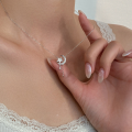 wholesale S925 Sterling Silver Fresh and Sweet Ins Style Diamond-Inlaid Moon and Star Tassel Necklace Y01375-0-0