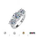 wholesale S925 Sterling Silver Cross-Border Wholesale 2-Carat 3-Stone 4-Carat Moissanite Women's Ring High-End Silver Jewelry Accessories-0-0