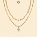 wholesale S925 Silver Gold-Plated Round Bead Chain Layering Collarbone Necklace with Moissanite, Ready to Ship, Cross-Border Ins Style, Popular in Europe and America-0-0