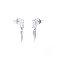 wholesale S925 Sterling Silver Square Zircon Polished Small Stud Earrings,。-Platinum
