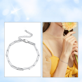 wholesale S925 Sterling Silver Cloud-Pull Jewelry Bracelet, 35*12MM Starry Sky Paperclip Pattern with Cross Chain-0-3