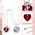 wholesale 925 Sterling Silver Heart-Shaped Love Pendant Necklace for Women, High-End Minimalist Style, Small Swarovski Rose Red Gemstone Necklace for Women, 925 Sterling Silver-0-2