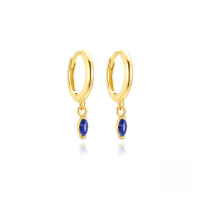 wholesale S925 Sterling Silver With Natural Stone Agate Lapis Lazuli Earrings, Elegant Light Luxury-Gold#1 925 Silver