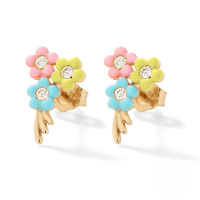 wholesale S925 Sterling Silver Cute Petal Enamel Drip Glaze Colorful Stud Earrings,ins-Gold-pink+yellow+light blue 925 silver