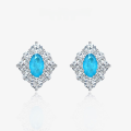wholesale 925 Sterling Silver 15ct Synthetic Paraiba 6*9mm Oval Earrings for Women, European and American Luxury Style by ShiPei Jewelry New Collection-0-0