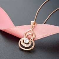 wholesale S925 Sterling Silver Korean Minimalist Collarbone Chain Gourd Necklace, Simple Design Fu Lu Inlaid with Diamond Pendant Women's Sweater Chain-Single Pendant - Without Chain 925 Silver