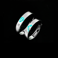 wholesale 925 Sterling Silver Viral Glow-in-the-Dark Couple Rings Meow & Bark Sweet Talk Cat Dog Ins Style Romantic Cute Luminous Matching Bands for Him & Her-0-2