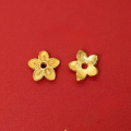 wholesale Gold-plated Silver Antique Flower Bead Cap, S925 Sterling Silver Gold-plated 9mm Spacer, Vintage Gold Components for DIY Bracelet Bead-0-5