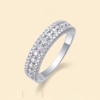 wholesale 925 Silver High-End Elegant Light Luxury Moissanite Ring for Women, Cross-Border Trade New Style, Small Batch, Ready to Ship-58 Moissanite Diamonds US No. 7