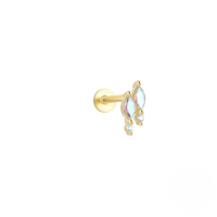 wholesale 925 Sterling Silver New Moonstone And Zircon Inlaid Flat Head Threaded Ear Cartilage Stud, Popular In Europe And America For Its Unique And Elegant Style-Single gold #1
