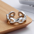 wholesale S925 Sterling Silver Irregular Twisted Figure 8 Open Ring, Personalized Ins Niche Design Ring for Women-0-2