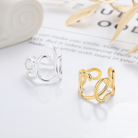 wholesale S925 Sterling Silver European and American Cross-Border Irregular Lines Minimalist InsDesign Ring-YJ1177 Gold/Approx. 4.4g &gt; Adjustable opening