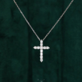 wholesale S925 sterling silver women's cross diamond necklace, exquisite and timeless, perfect for daily wear and versatile for any occasion-0-0