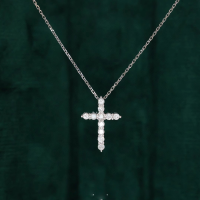 wholesale S925 sterling silver women's cross diamond necklace, exquisite and timeless, perfect for daily wear and versatile for any occasion-BX0044-White Gold>925 Silver