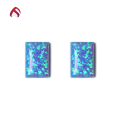 wholesale Metal material first, Amazon bestseller synthetic opal OPAL rectangular flat-bottom plain synthetic opal earring pendant setting with accent stones-0-2
