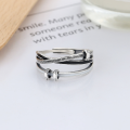 wholesale S925 Sterling Silver Fashion Minimalist Distressed Cross Irregular Twisted White Stripe Statement Adjustable Ring-0-1
