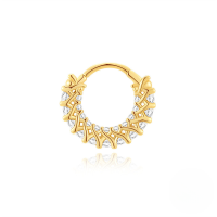 wholesale S925 Sterling Silver Light Luxury Double-layer Zircon-inlaid Natural Green Chrysoprase Ear Cuff, Ear Hoop,-Single gold #4