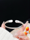 wholesale 9999 Pure Silver "Ocean Oath and Mountain Pledge" Bracelet – Chinese Trend Style, New Chinese Retro, High-End Aesthetic, Openable Bangle-0-8