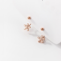 wholesale 925 Silver 1 Pair Full Diamond Flower Earrings Women Korean Style Elegant Minimalist Five-Petal Flower Screw Ear Hook G9953-0-1