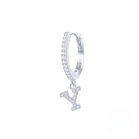 wholesale S925 Sterling Silver Single 26-letter Alphabet Ear Hoop,ins-Platinum Y