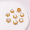 wholesale Gold-plated S925 Silver Natural White Shell Lucky Bag Pendant Plaque Charm Bracelet String DIY Components-0-1