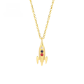 wholesale 10K Gold Japanese-style Space Series Cool Hip-Hop Rocket Pendant with Natural Ruby and Sapphire Necklace for Women-0-0