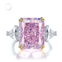 wholesale Pure silver jewelry, 30ct high-carbon diamond ring with snowflake cut, 13*16 engagement solitaire for women, popular in Europe and America-R390 Yellow Diamond>No. 9