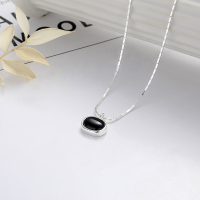 wholesale S925 Sterling Silver European and American Cross-Border Minimalist Style Black Onyx Simple Trendy Commuter Necklace-YL098/approx. 4.9g 925 silver
