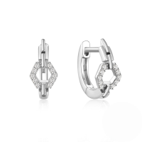 wholesale 925 Sterling Silver With Zircon Accent Chain Style Hoop Earrings, European And American Design-White Gold #1