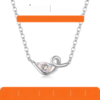 wholesale Metal S925, abstract line necklace for women with pear-shaped waterdrop main stone, lightweight luxury niche style cross-border hot seller-Gold 0.8 carat (with certificate)  925 silver