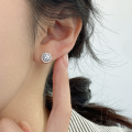 wholesale 999 Silver Fresh, Sweet, Ins Style, Niche Design, Minimalist Round Diamond Stud Earrings M06035-0-1