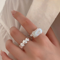 wholesale 925 Sterling Silver New Korean Mother-of-Pearl Open Heart Ring for Women, Small Design, Ins Trend-0-2