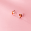 wholesale S925 Sterling Silver Ear Studs for Women, Mini Vegetable Style, Simple Diamond-Inlaid Small Mushroom Semi-Circle Korean Version Ear Accessories G4294-0-4