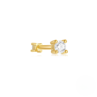 wholesale S925 Sterling Silver Single Zircon Studded Spiral Cartilage Ear Piercing Double-sided Stackable Earrings-Single gold