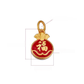 wholesale Gold-plated enamel cloisonné Fu character ingot longevity lock gourd pendant necklace bracelet DIY with blue sand gold finish-0-7